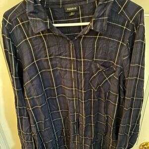 Torrid Dark Blue Checkered Shirt